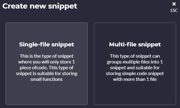 Snippet Store创建代码片段组合