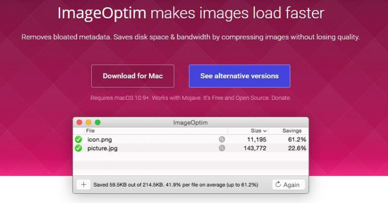 Mac免费图片压缩软件ImageOptim